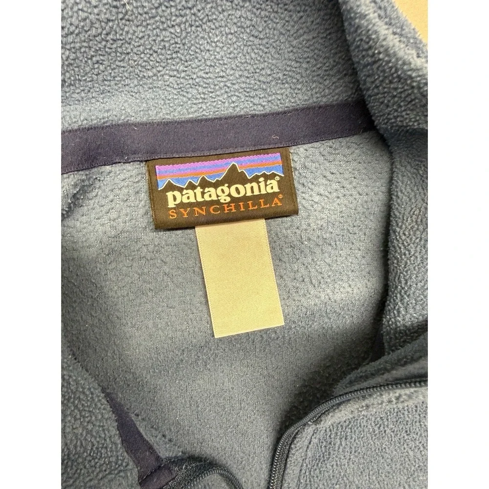 Patagonia Synchilla Quarter Zip Fleece Pullover Mens Blue Sweater. Sz S
